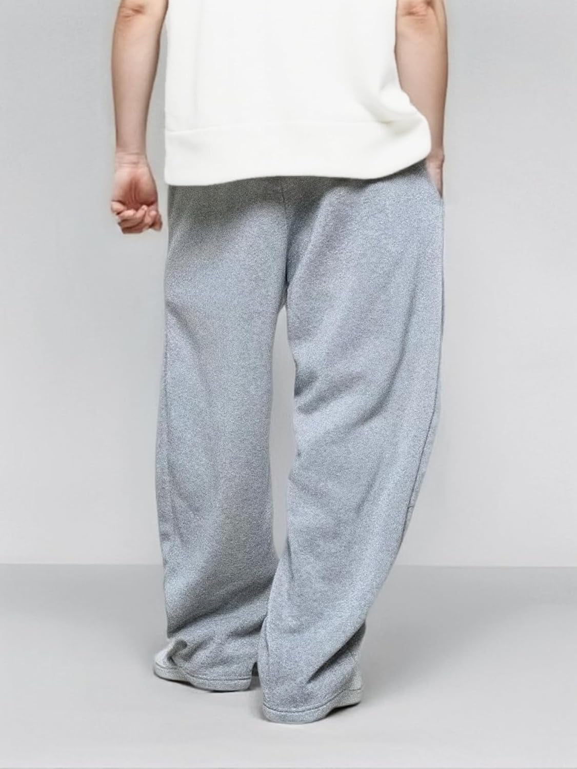 Men’S Baggy Sweatpants with Elastic Drawstring Waist, Breathable Wide-Leg Casual Loose Cotton Joggers Deep Pockets