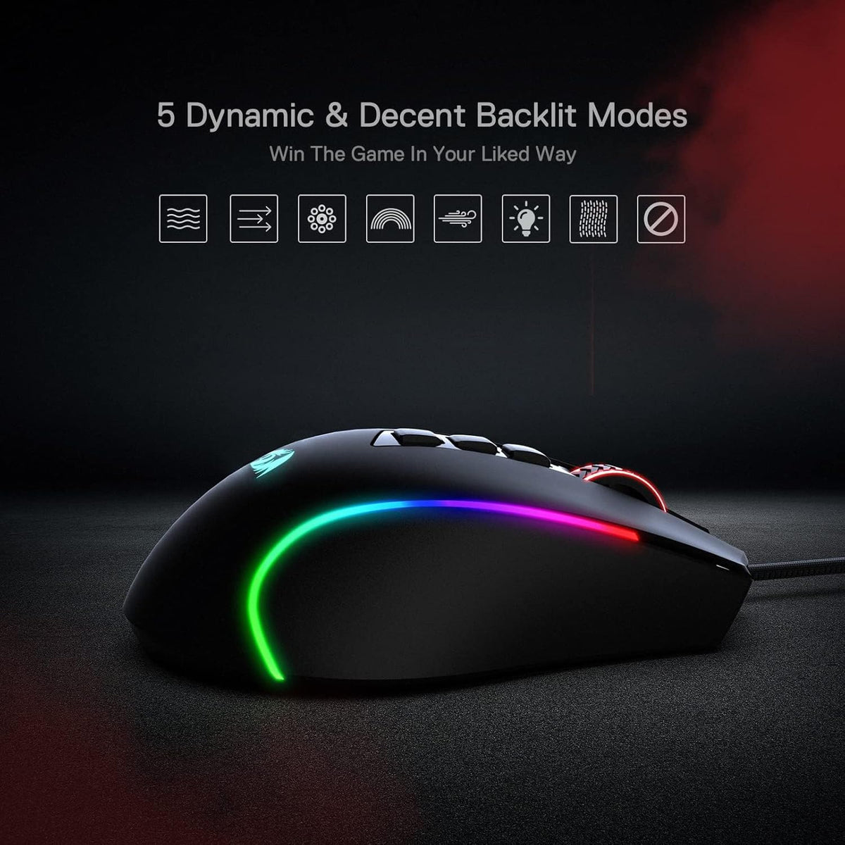 M612 Wired RGB Optical Gaming Mouse 8000 DPI Remapping Keys