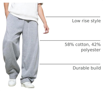 Men’S Baggy Sweatpants with Elastic Drawstring Waist, Breathable Wide-Leg Casual Loose Cotton Joggers Deep Pockets