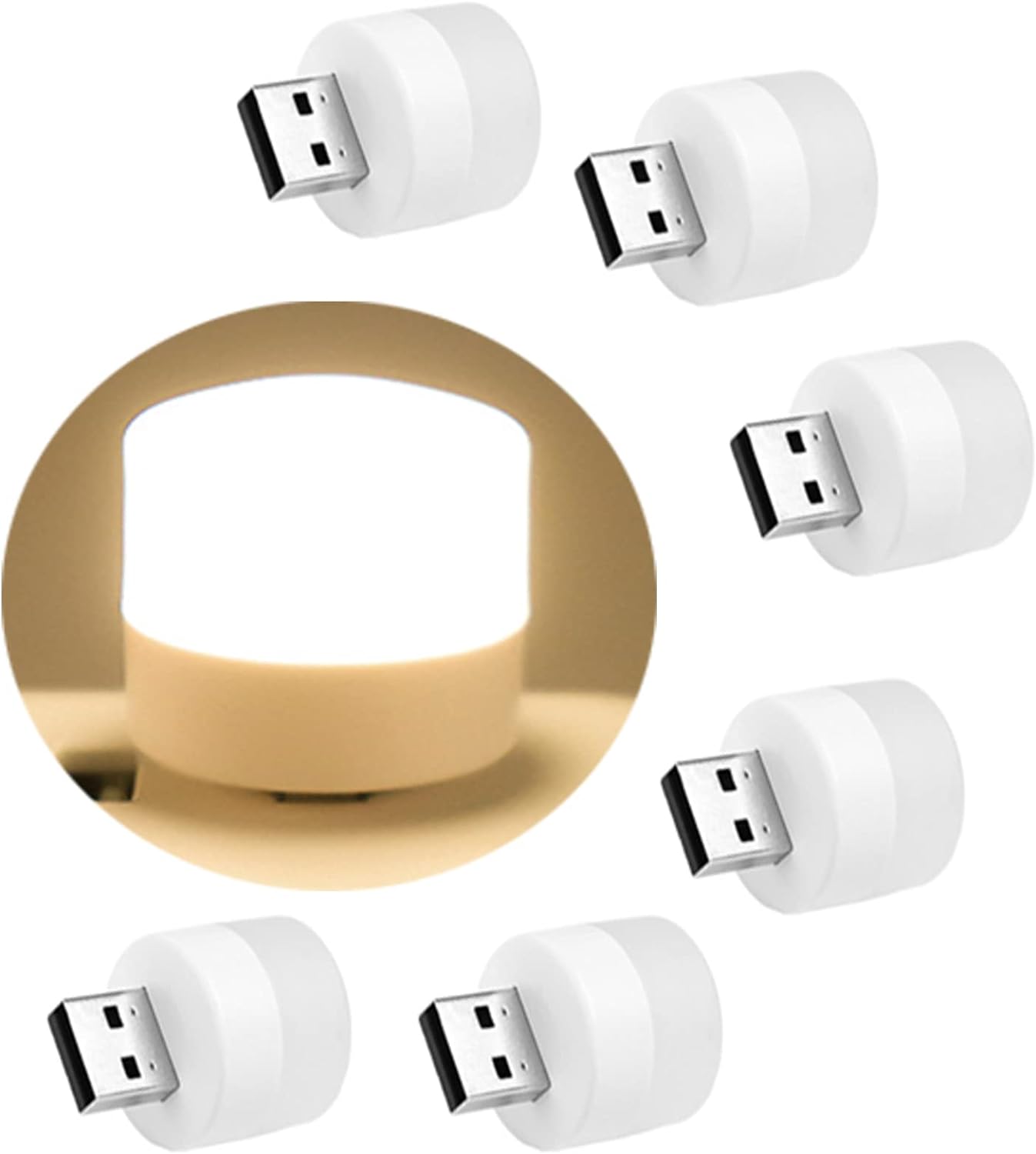 USB Night Light, LED Mini Light Bulb, Plug in Night Light, Small Night Lights, Warm White, USB Light Bulb for Bedroom, Bathroom, Hallway, Nursery, Kitchen, Car Tiny Light 6PS (6 Warm)