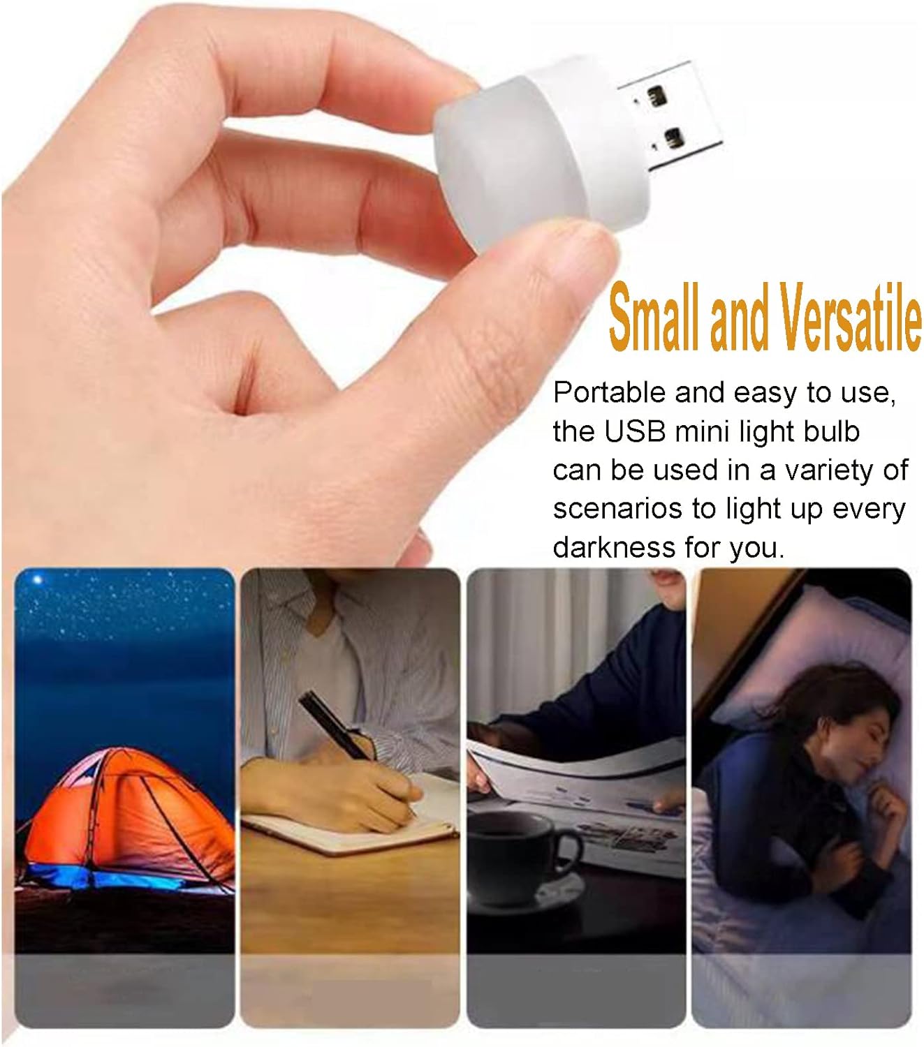 USB Night Light, LED Mini Light Bulb, Plug in Night Light, Small Night Lights, Warm White, USB Light Bulb for Bedroom, Bathroom, Hallway, Nursery, Kitchen, Car Tiny Light 6PS (6 Warm)