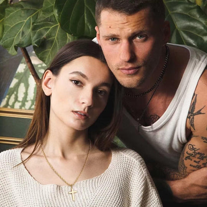 Stylish Layered Cross Necklaces for Men - 18K Gold Plated & Silver Rope Chains, Perfect Gift for Boys & First Communion, Available in Multiple Lengths (16"-24")