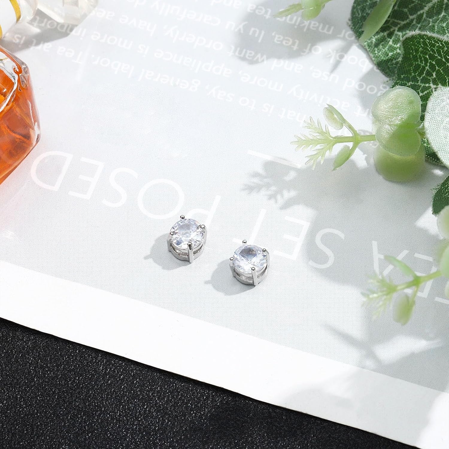 Magnetic Stud Earrings for Men Cubic Zirconia Clip on Earring | Hypoallergenic, Stainless Steel Magnet, Unisex Non Piercing Studs, Halo Fake Earring, Diamond Magnetic Earrings for Men Women
