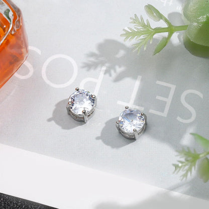 Magnetic Stud Earrings for Men Cubic Zirconia Clip on Earring | Hypoallergenic, Stainless Steel Magnet, Unisex Non Piercing Studs, Halo Fake Earring, Diamond Magnetic Earrings for Men Women
