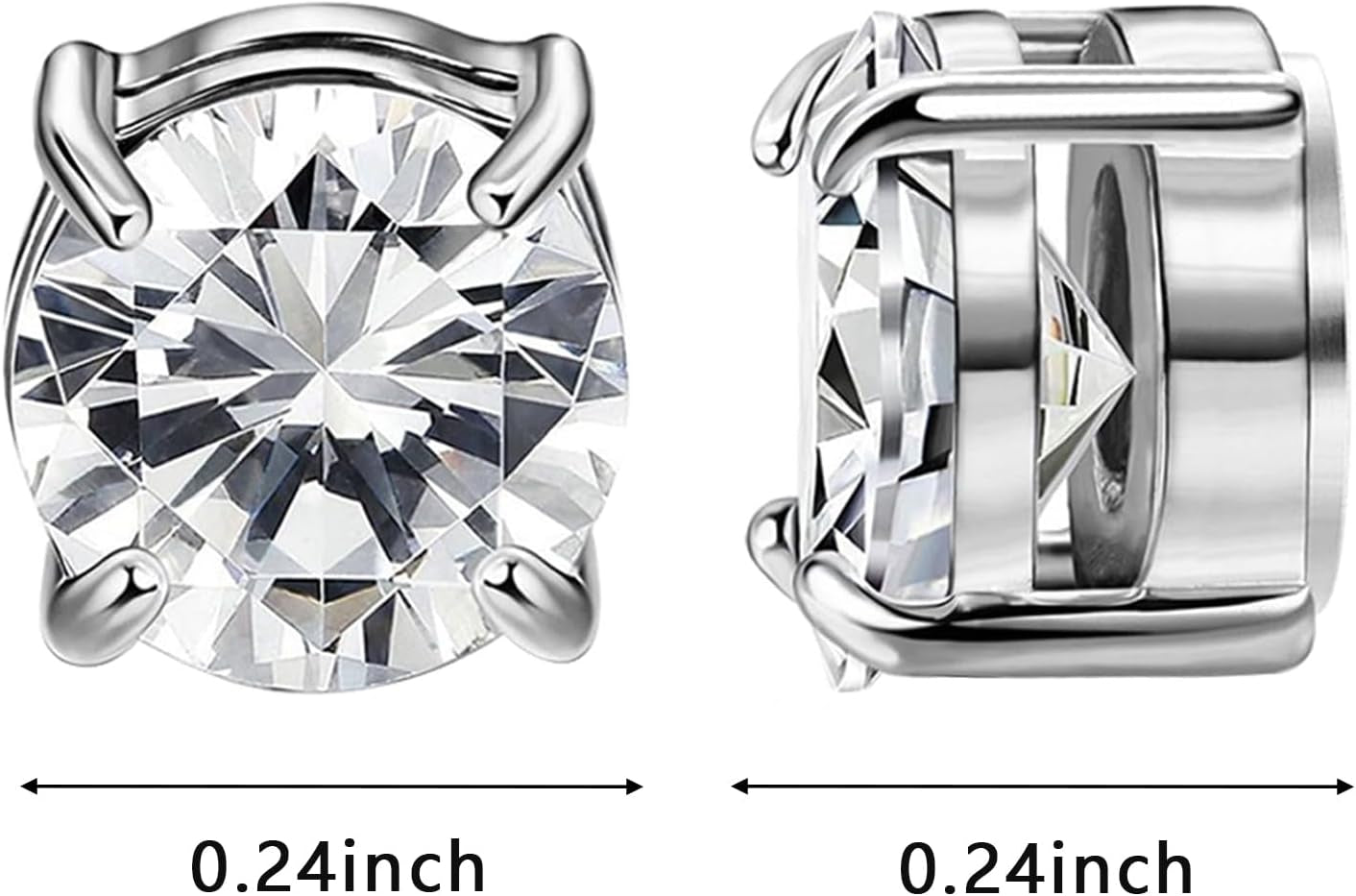 Magnetic Stud Earrings for Men Cubic Zirconia Clip on Earring | Hypoallergenic, Stainless Steel Magnet, Unisex Non Piercing Studs, Halo Fake Earring, Diamond Magnetic Earrings for Men Women