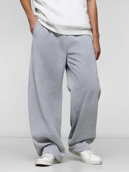 Men’S Baggy Sweatpants with Elastic Drawstring Waist, Breathable Wide-Leg Casual Loose Cotton Joggers Deep Pockets