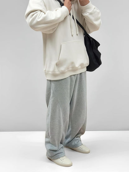 Men’S Baggy Sweatpants with Elastic Drawstring Waist, Breathable Wide-Leg Casual Loose Cotton Joggers Deep Pockets