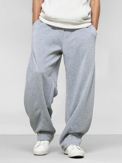 Men’S Baggy Sweatpants with Elastic Drawstring Waist, Breathable Wide-Leg Casual Loose Cotton Joggers Deep Pockets